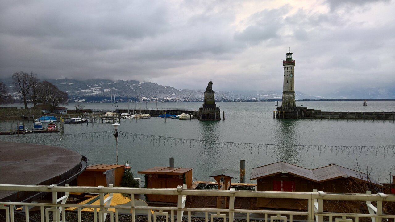 View of Lake Constance from Hotel Bayerischer Hof in Lindau, Germany this morning. https://t.co/oGfpazixtK